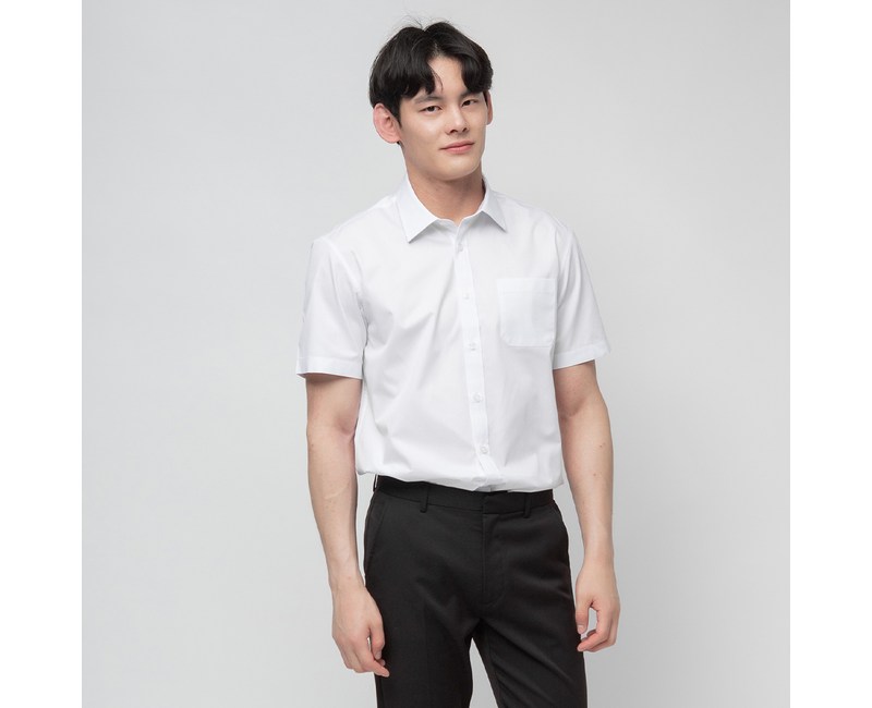 캐럿 남성용 레귤러핏 반팔 드레스 와이셔츠