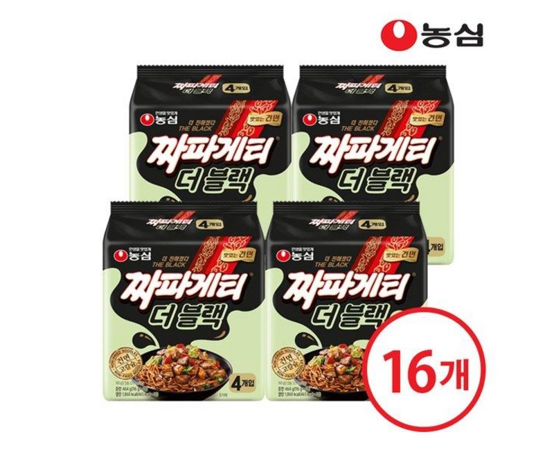 농심 짜파게티 더블랙 멀티 ( 116g x 4봉 ) 4팩 + 사은품 이디야 커피 2T