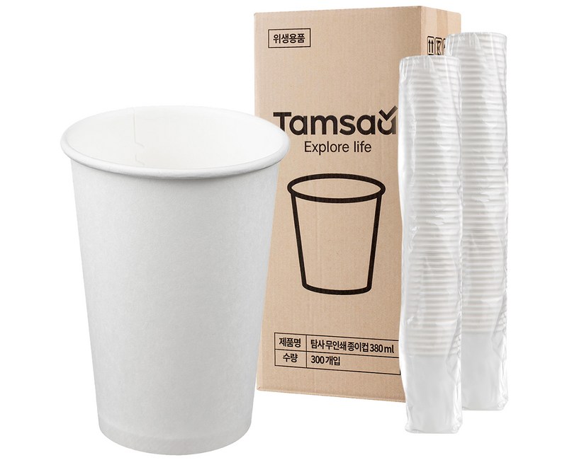 탐사 고평량 종이컵 무인쇄 380ml, 300개입
