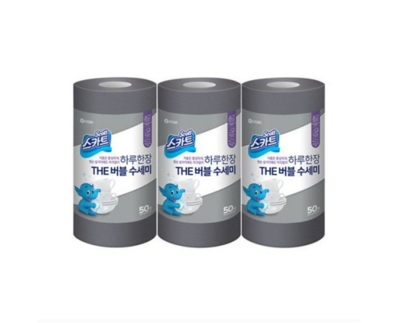 스카트 하루 한 장 The 버블 수세미 50p, 그레이, 3개