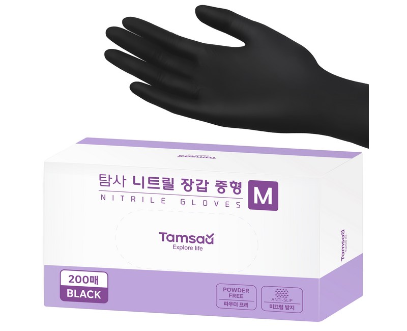 탐사 니트릴 장갑, 블랙, 중(M), 200개
