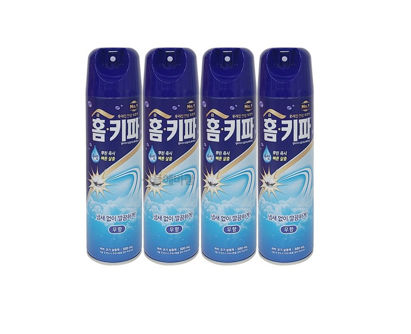 홈키파 무향 수성 에어로졸, 500ml, 4개
