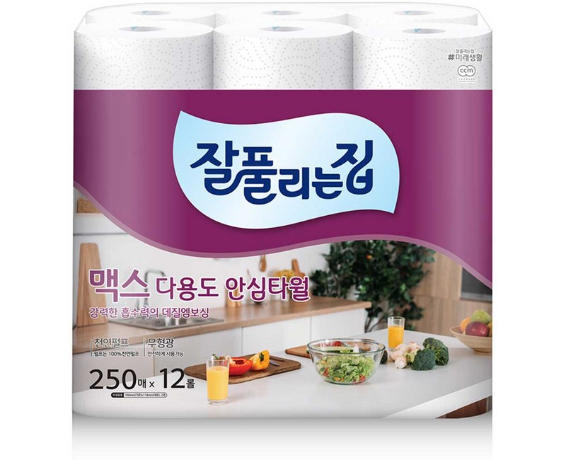 잘풀리는집 맥스 다용도 키친타올, 250매, 12개