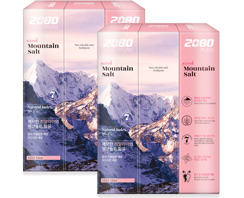 2080 퓨어 마운틴 핑크 솔트 치약, 150g, 6개