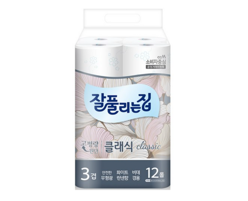 잘풀리는집 3겹 클래식 화장지 27m, 12개, 1개