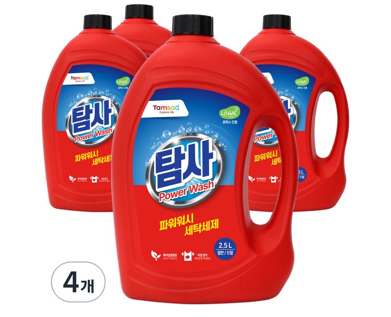 탐사 파워워시 액체세제, 2.5L, 4개