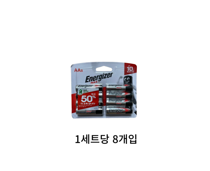 에너자이저 알카라인 맥스 AA 건전지, 8개입, 1개