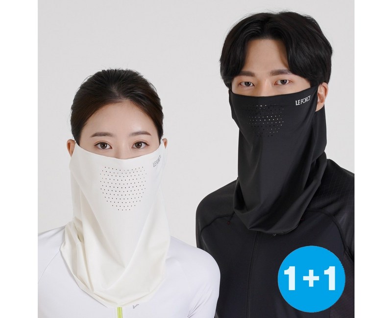 르포스 자외선차단 쿨 스포츠 골프 마스크 1+1, 블랙+화이트