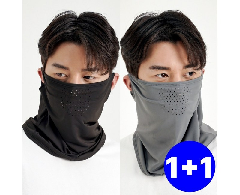 고어트랙스 자외선차단 쿨링 기능성 스포츠 마스크 2p, 블랙, 그레이