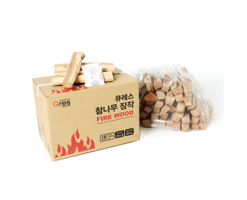 큐레스 3중 방습 국산 참나무 장작, 20kg, 1개