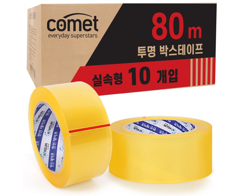 코멧 투명 박스테이프 80M * 48mm, 10개