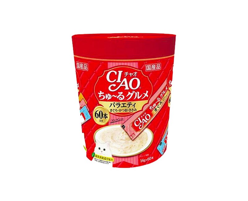 이나바 고양이 챠오츄르 구루메 간식 60P, 참치, 닭가슴살, 가다랑어, 840g, 1개