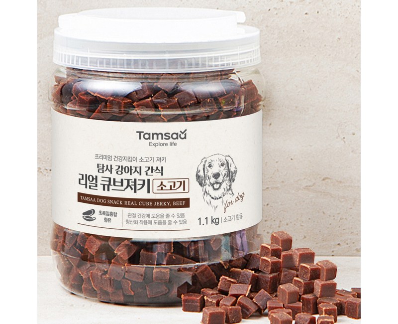 탐사 강아지 간식리얼 촉촉 큐브 져키, 소고기, 1.1kg, 1개