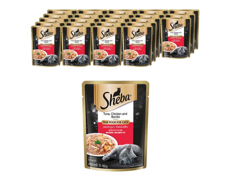 쉬바 고양이 주식 파우치, 참치와 닭고기, 70g, 24개