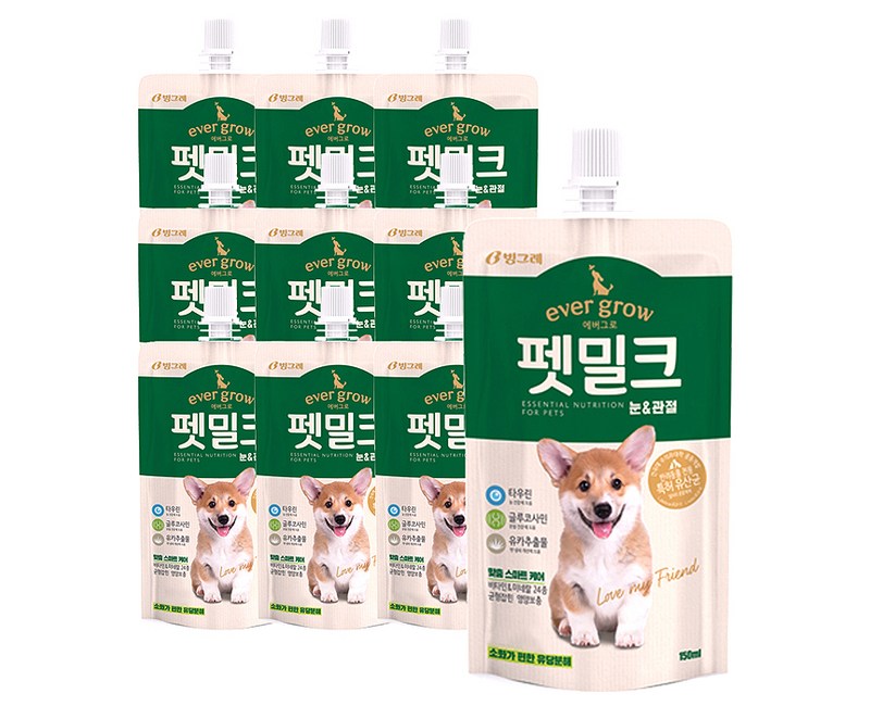 에버그로 펫밀크, 눈&관절 맛, 150ml, 10개입