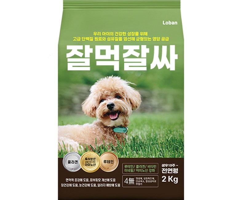 잘먹잘싸 강아지 6프리 전연령 기호성좋은 피부 모질 사료 연어, 2kg, 1개