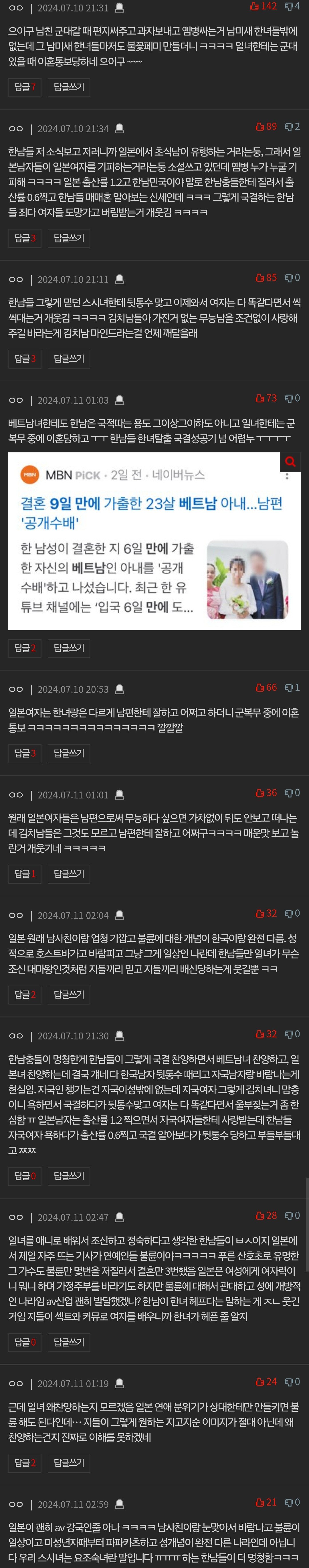 한일부부 유튜버 이혼으로 여초 축제남 ㄷㄷ
