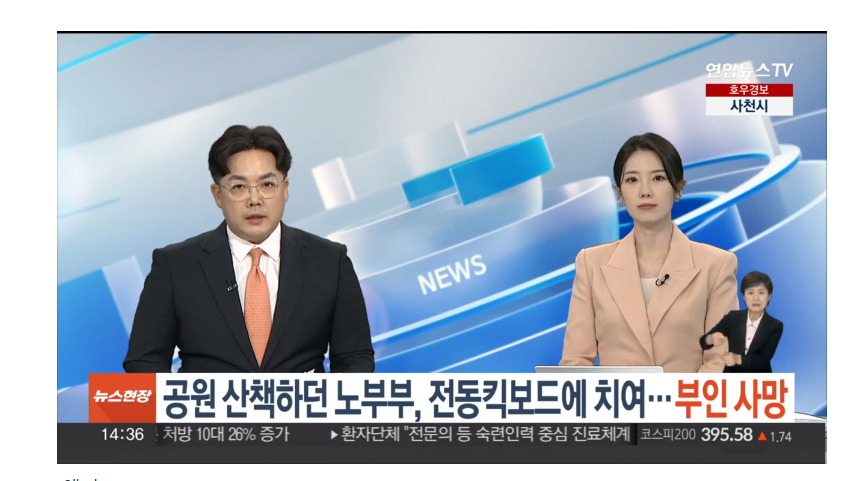 [단독] 공원 산책하던 노부부, 전동킥보드에 치여…부인 사망
