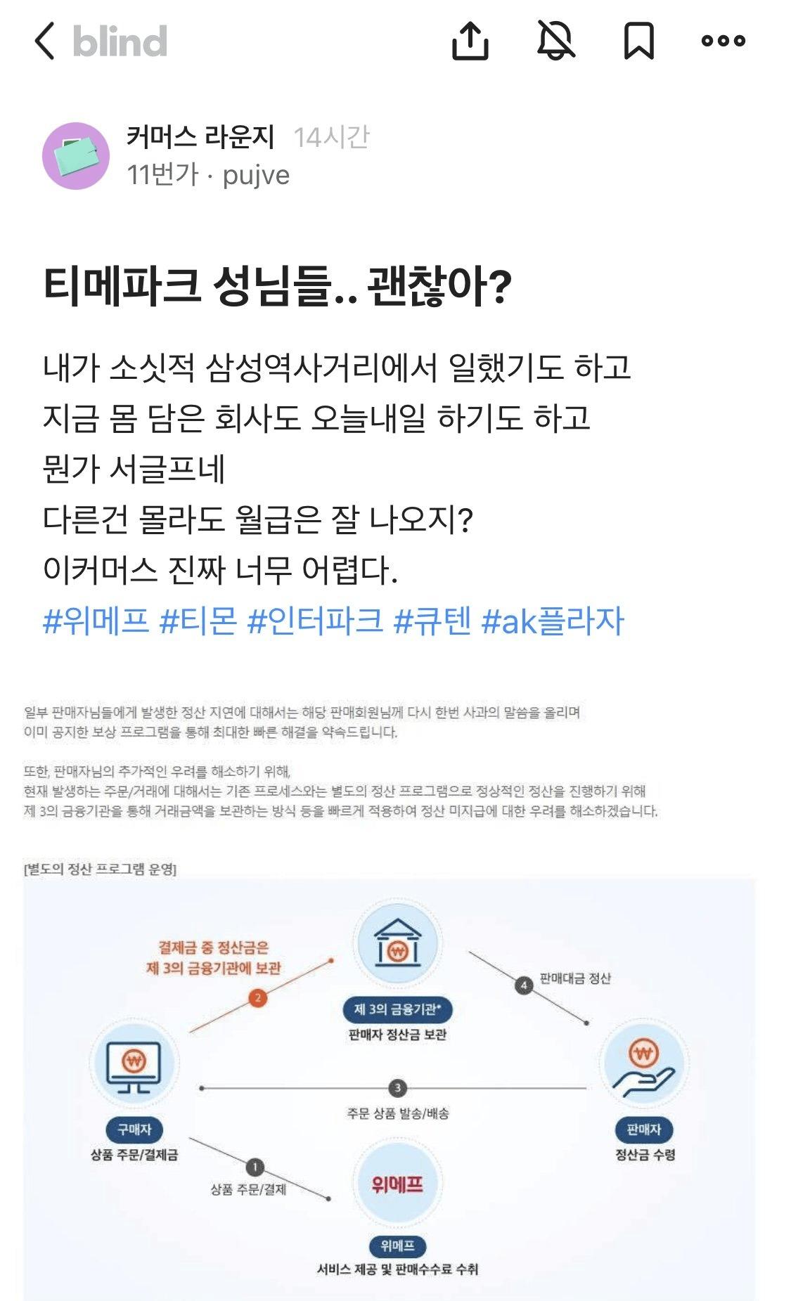 직원들도 공포에 떨고있다는 티몬,위메프 정산지연사태