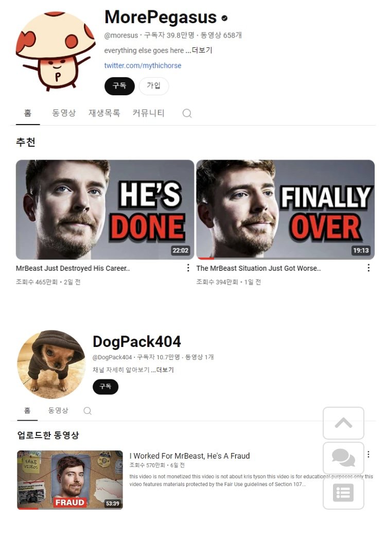 현재 찐으로 좆됐다는 미스터비스트 상황