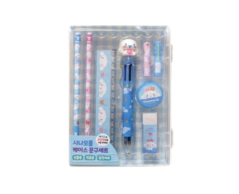 산리오 케이스 문구 세트 시나모롤, 블루, 1세트
