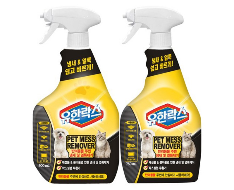 유한락스 반려동물 메스 리무버 탈취제 900ml + 750ml 세트, 1세트