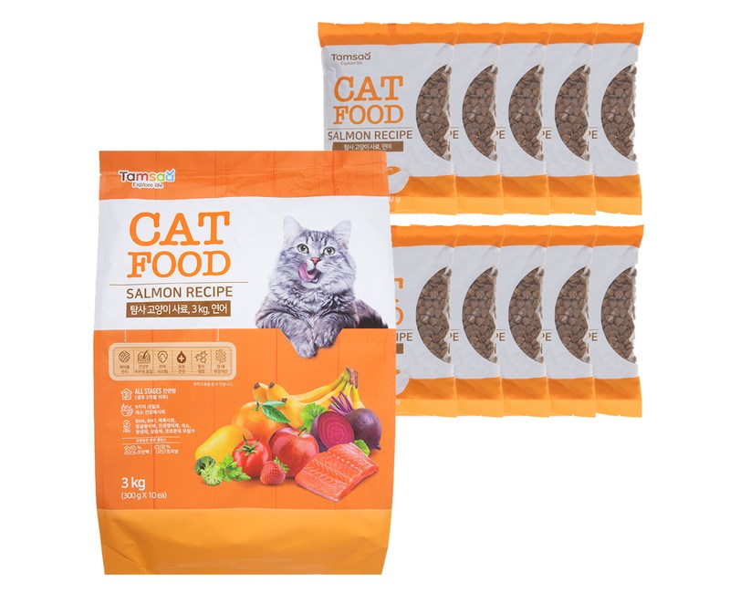 탐사 고양이 사료 연어, 3kg, 1개