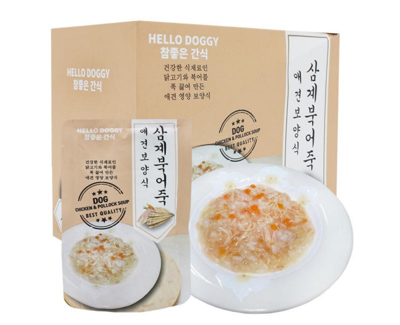 헬로도기 참좋은간식 삼계죽, 삼계+북어 혼합맛, 80g, 10개
