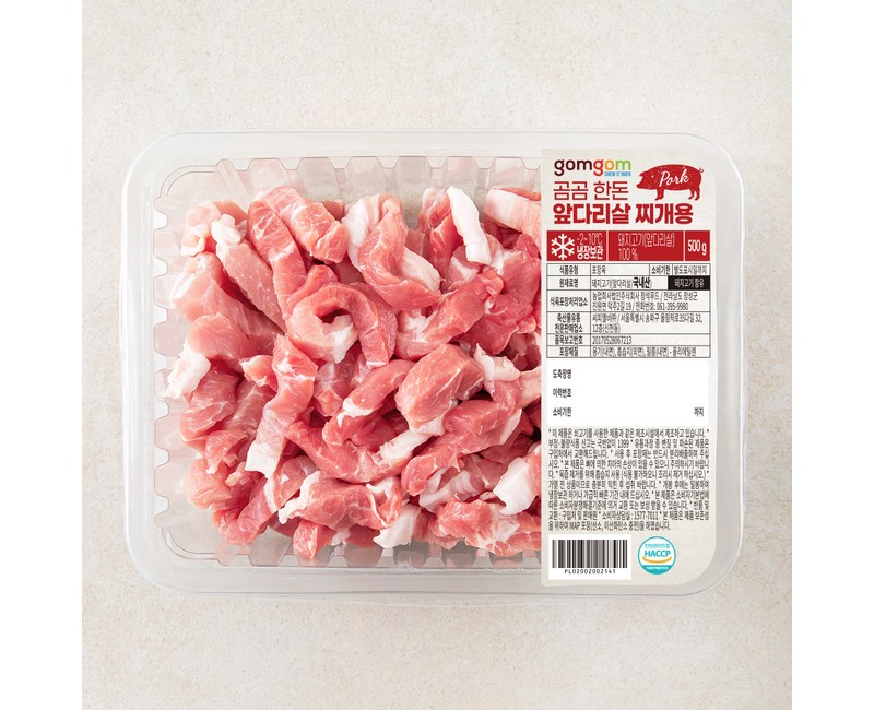 곰곰 한돈 앞다리살 찌개용 (냉장), 500g, 1개