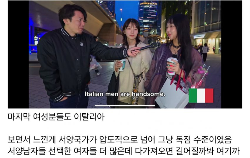 일본여자들이 생각하는 잘생긴나라