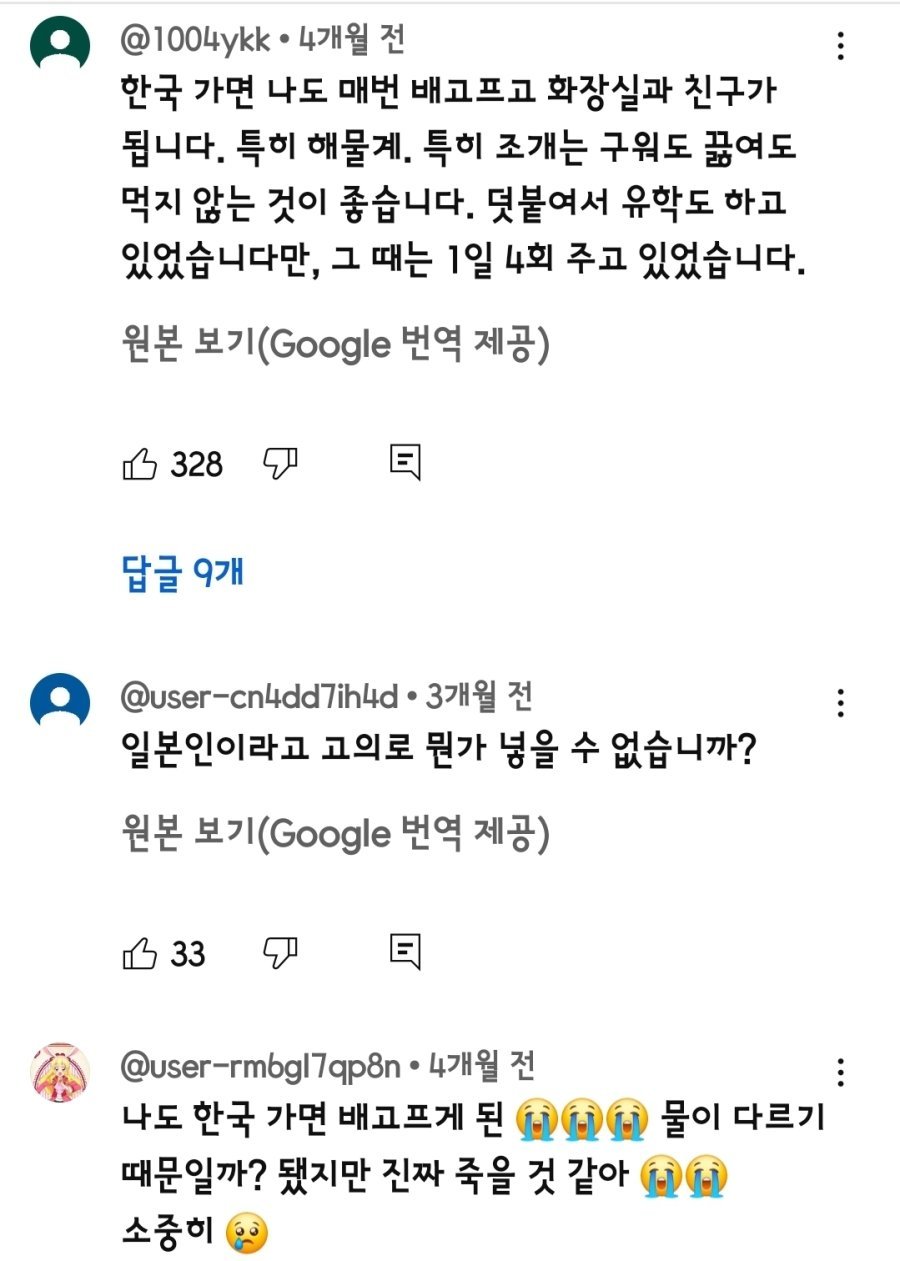 한국여행 와서 배탈났다는 일본인