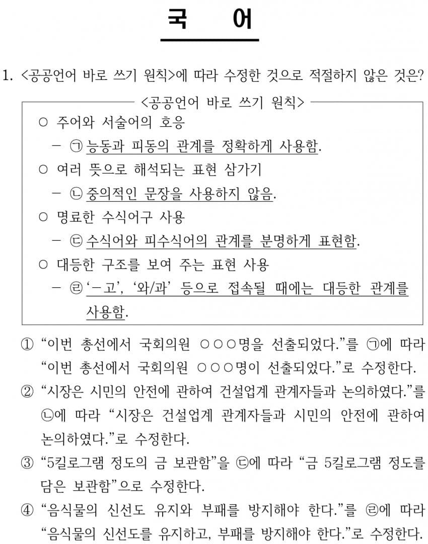 지식암기 위주에서 바뀐다는 9급 국어 근황