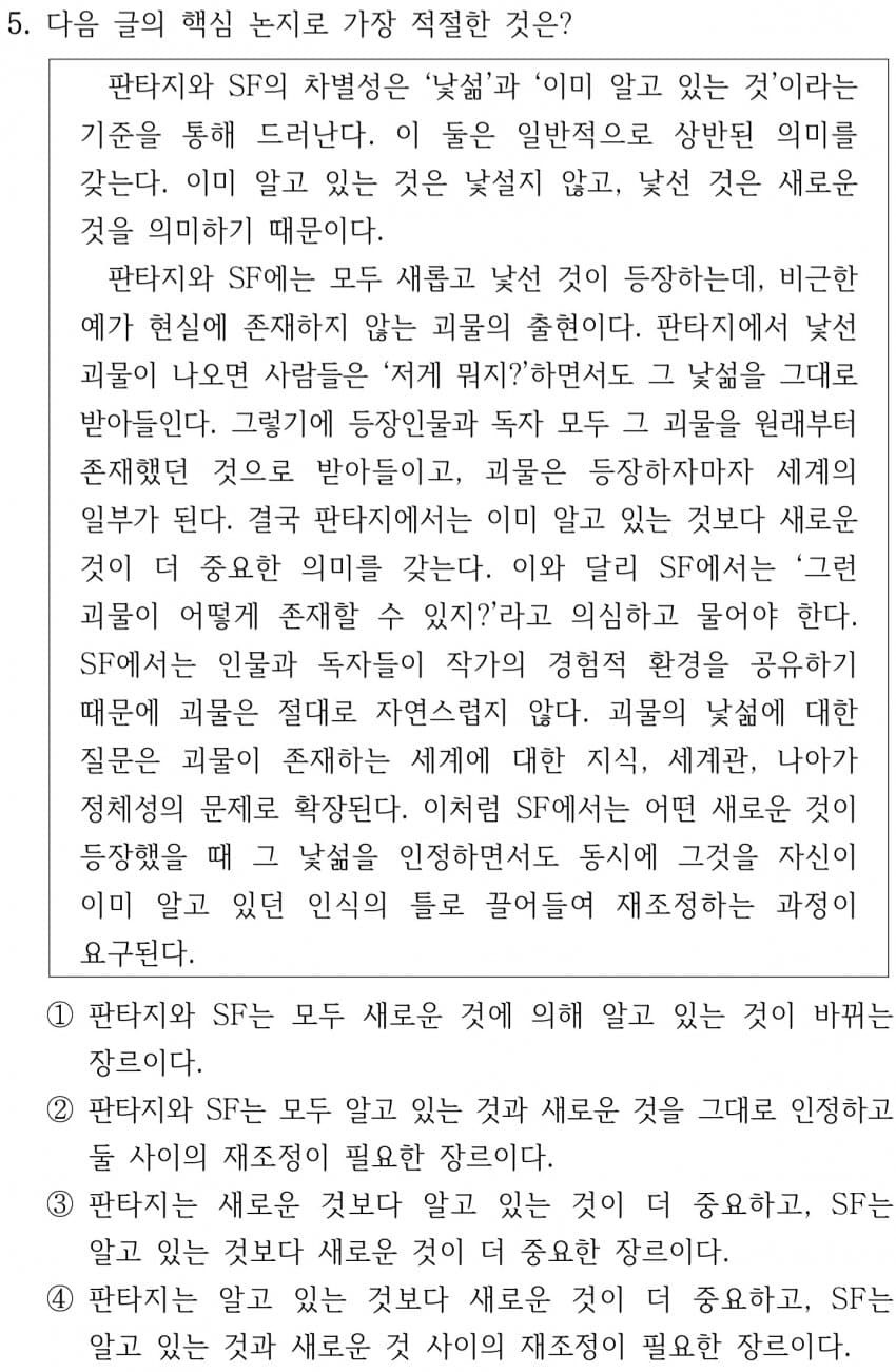 지식암기 위주에서 바뀐다는 9급 국어 근황