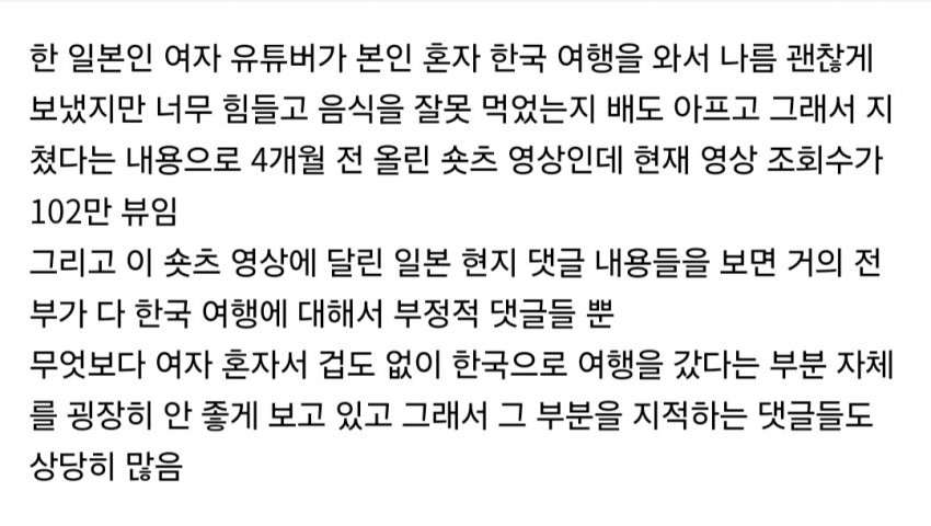 한국 여행 와서 지옥을 봤다는 일본인 유튜버