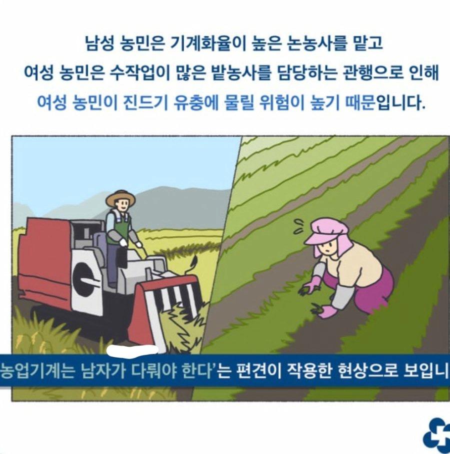 남자가 기계로 농사 짓는건 성차별