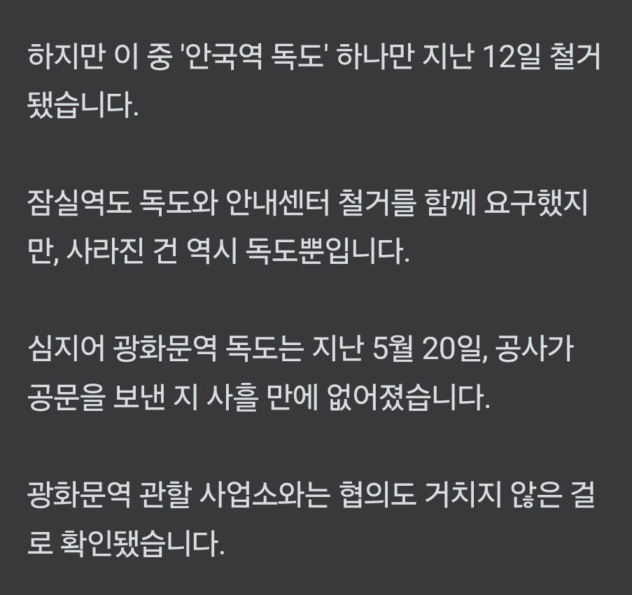 시민안전 때문에 철거했다던 독도 근황