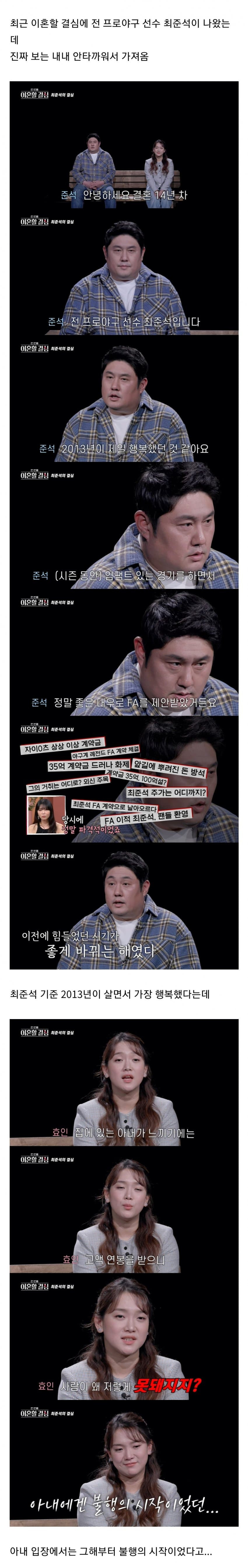 사기 크게 당하고 이혼 위기라는 야구선수 최준석