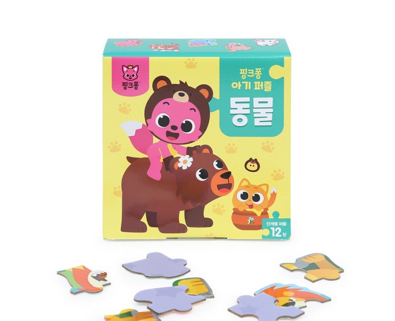 핑크퐁 아기 퍼즐 동물 12종, 1세트