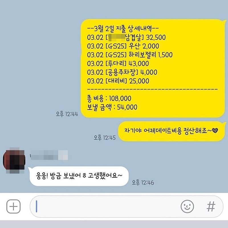 너무 깔끔한 20대 커플 데이트비용 근황
