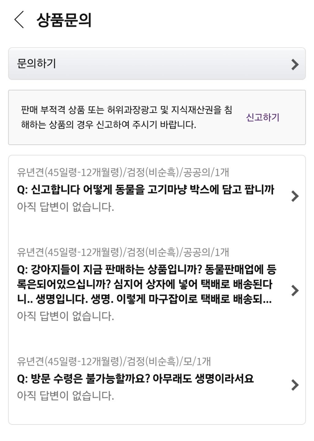 쿠팡에서 판매 중인 강아지