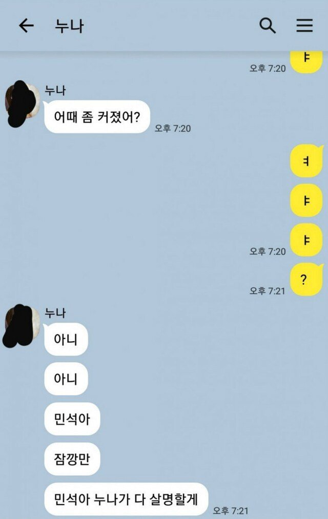 ㅇㅎ) 남친에게 보낼걸 실수로 동생에게 보낸 카톡