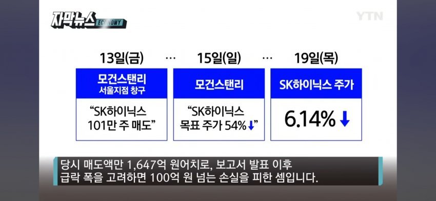 '하이닉스, 삼성전자 대량 매도' 모건스탠리 조사