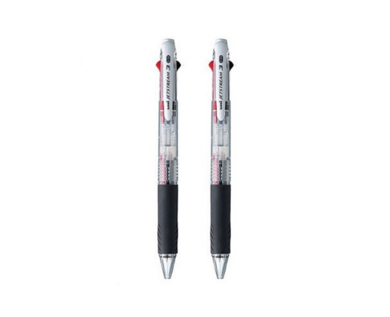 백앤 제트스트림 3색볼펜 0.38mm, 투명, 2개입