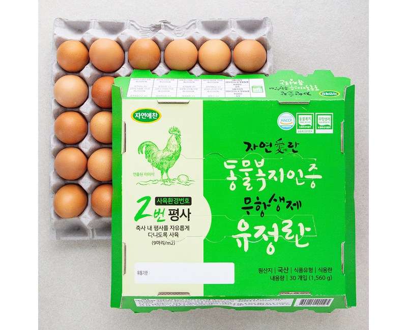 자연애찬 동물복지 무항생제 유정란, 30구, 1개, 1560g