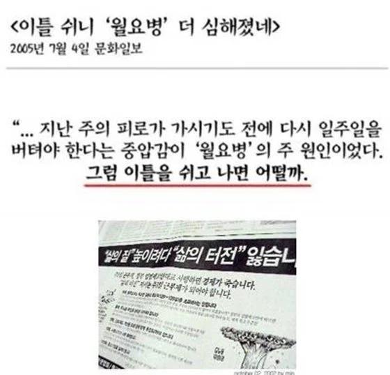 주5일제 시행 당시 언론 반응