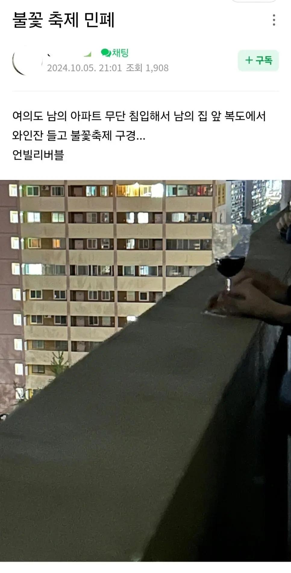 불꽃놀이축제 신개념 민폐