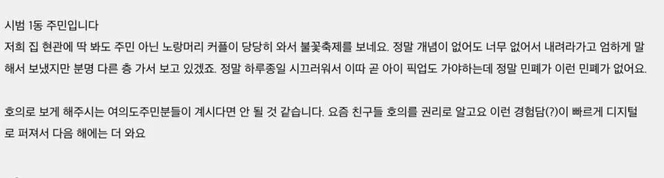 불꽃놀이축제 신개념 민폐