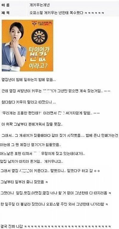 오피스텔 개 키우는 년 복수함