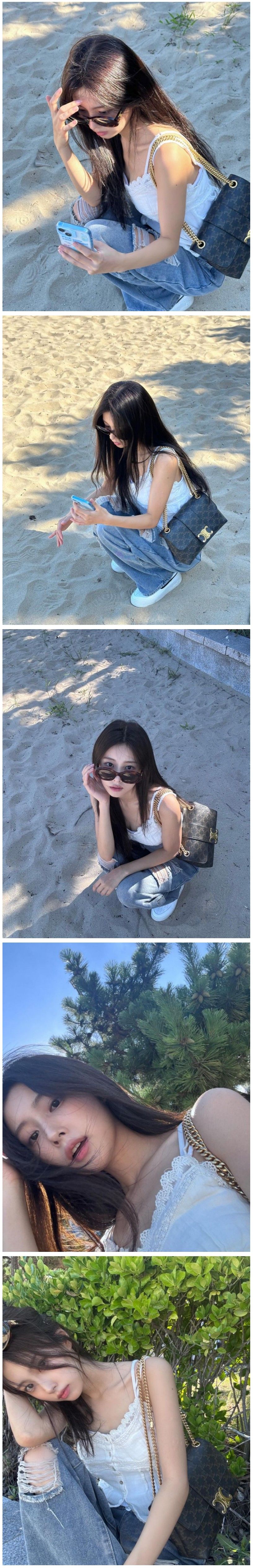 레이스 흰 끈나시 강혜원