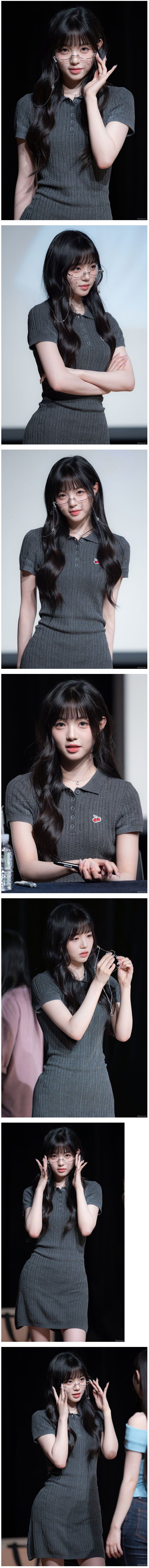 회색 꽈배기 니트 원피스 트리플에스 김채원